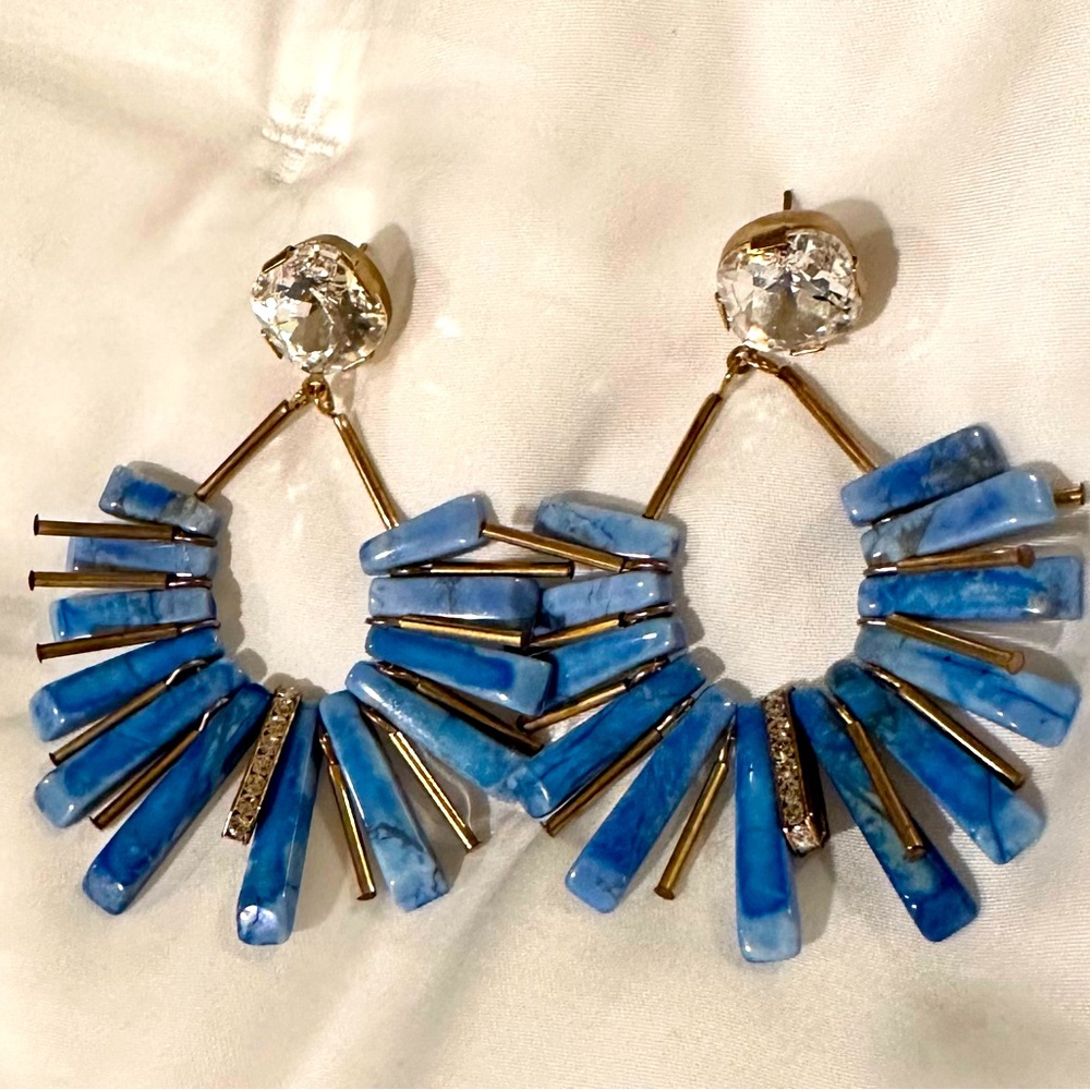 Beautiful Blue and Crystal Statement Earrings